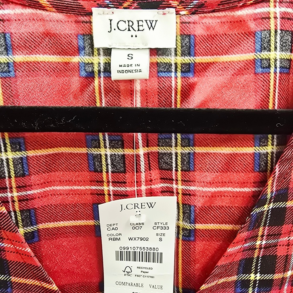 NWT J.Crew Womens Red Stewart Plaid V-Neck Sleeveless Shell Top Size S - Picture 6 of 7